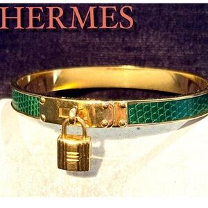 Hermès Lizard Kelly Lock Cadena Bracelet EUC (inc COA)